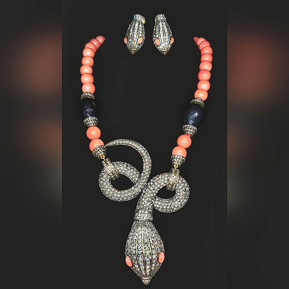 Heidi Daus Serpent Snake Necklace And earrings.